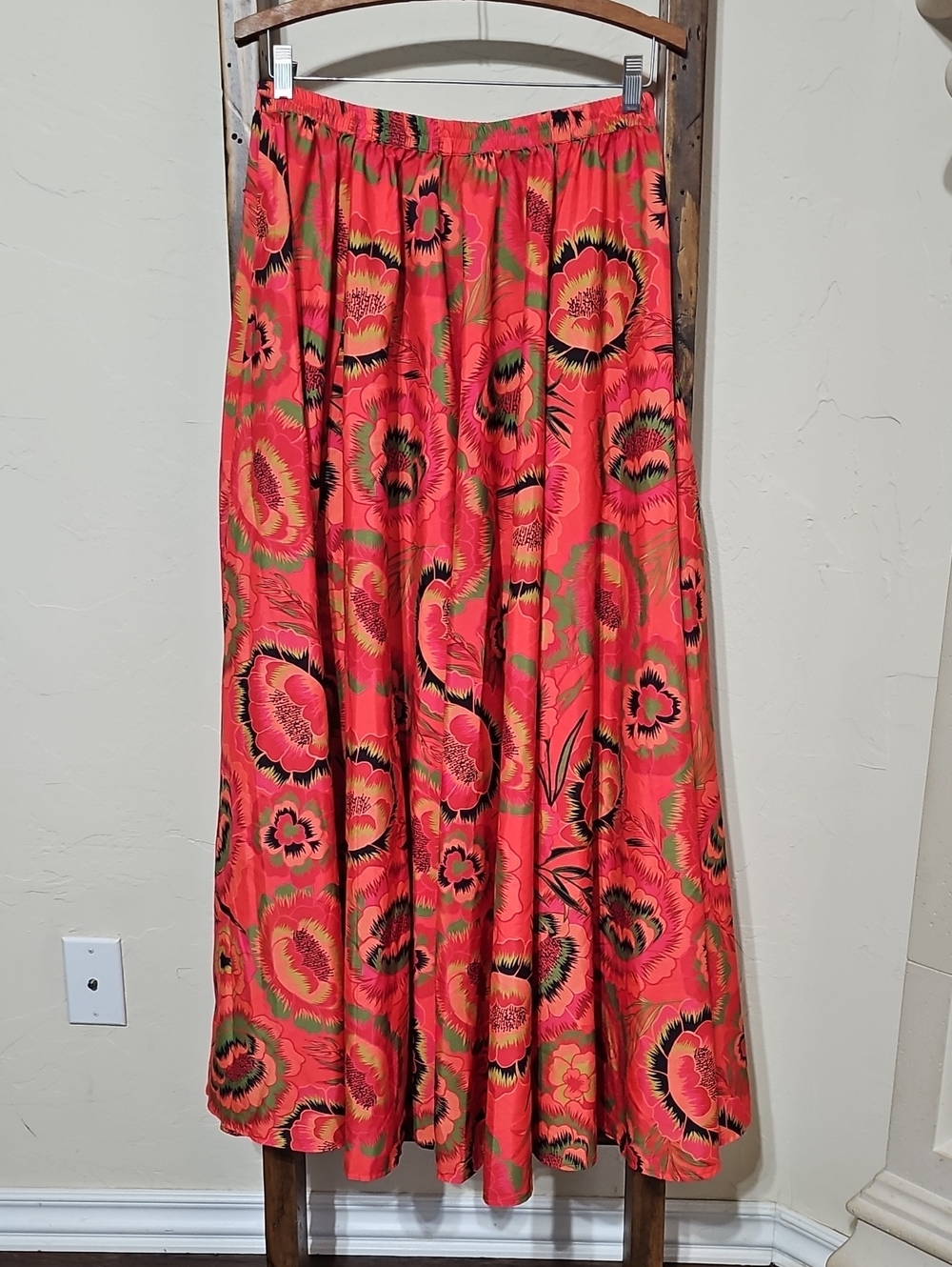 Christian Siriano Coral Floral Maxi Skirt